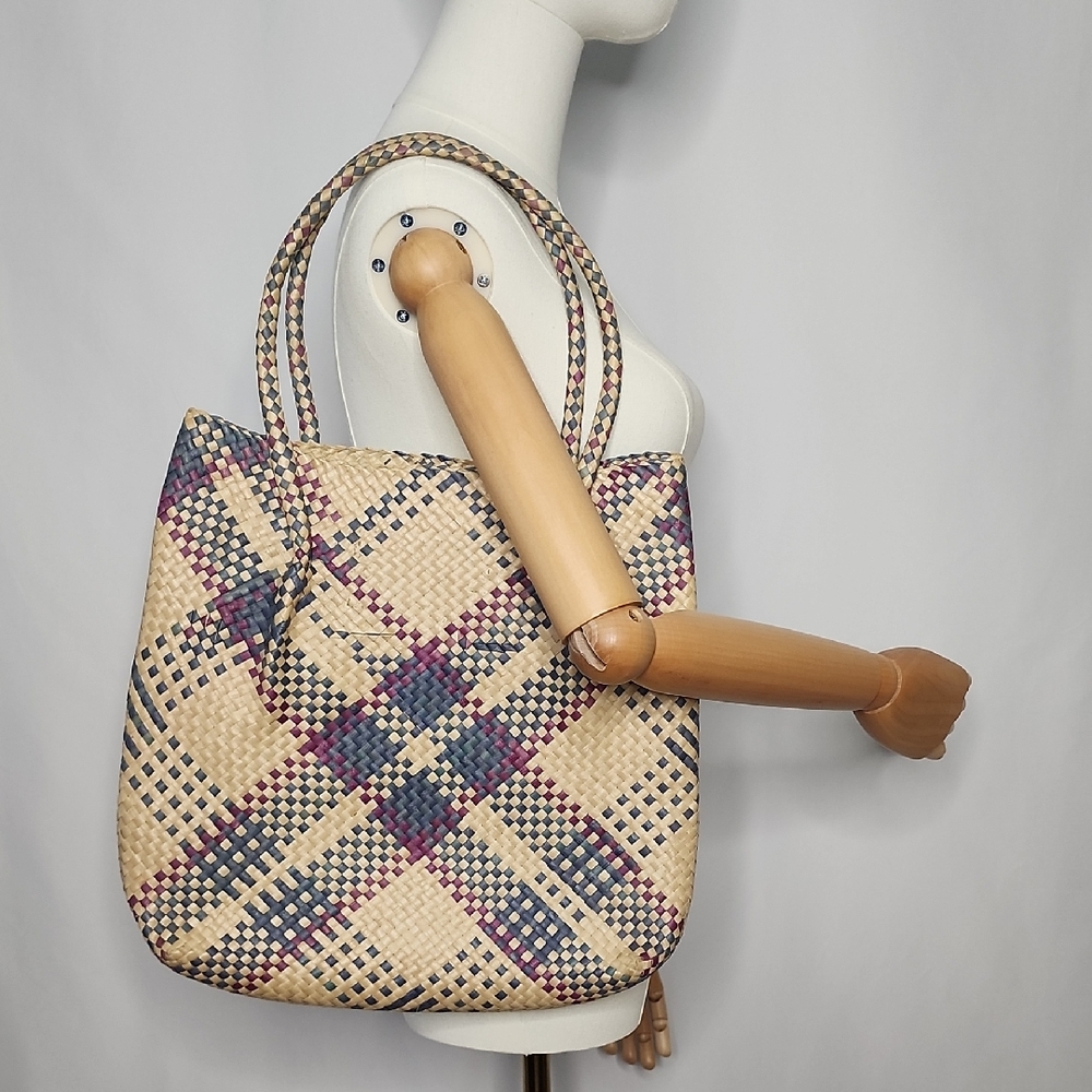 Pandan Straw Woven Tote Bag - Multicolor